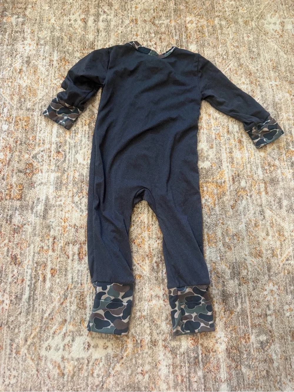 BURLEBO  One-Piece Footie with Camouflage Trim
